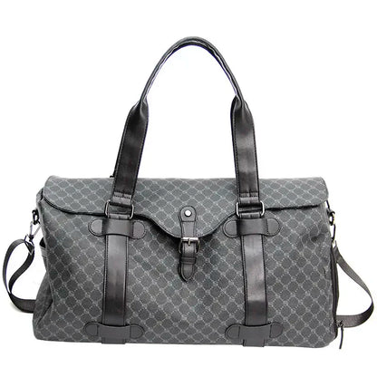 Travel and sports bag with shoe compartment in a check pattern