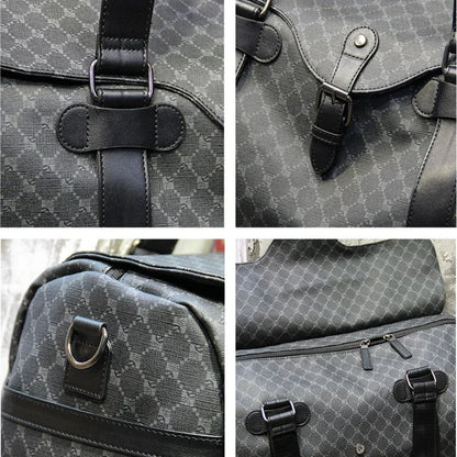 Travel and sports bag with shoe compartment in a check pattern